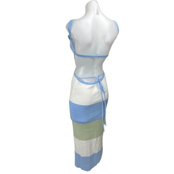 NEW Commense Multicolor Knit Colorblock Striped Sleeveless Midi Bodycon Dress S - Picture 2 of 5